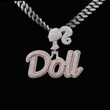 Elegant Round Cut Custom Toy Doll Sets Unique Style Moissanite Hip Hop Pendent