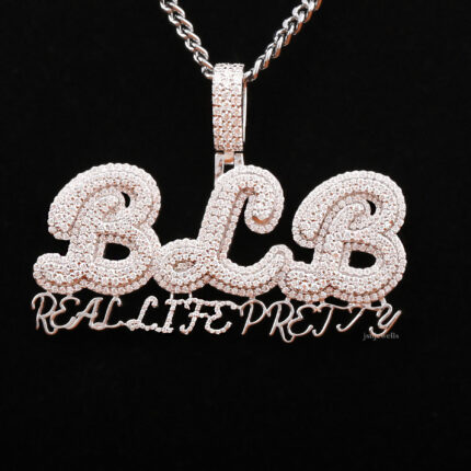 Elegant Round Silver Custom Letter BLB Unique Style Moissanite Hip Hop Pendent